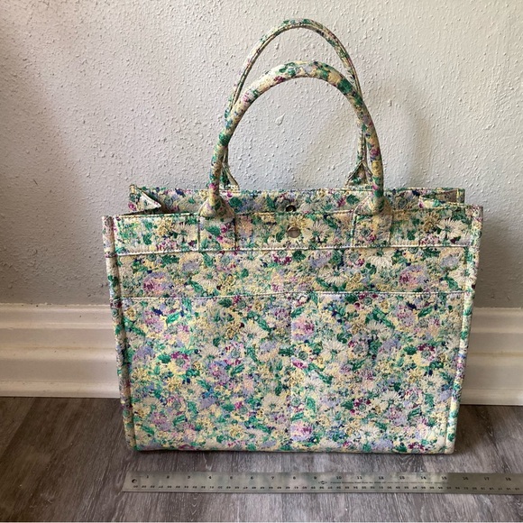 Sezane Le Sept Tote Bag - green flower florals - Picture 3 of 5